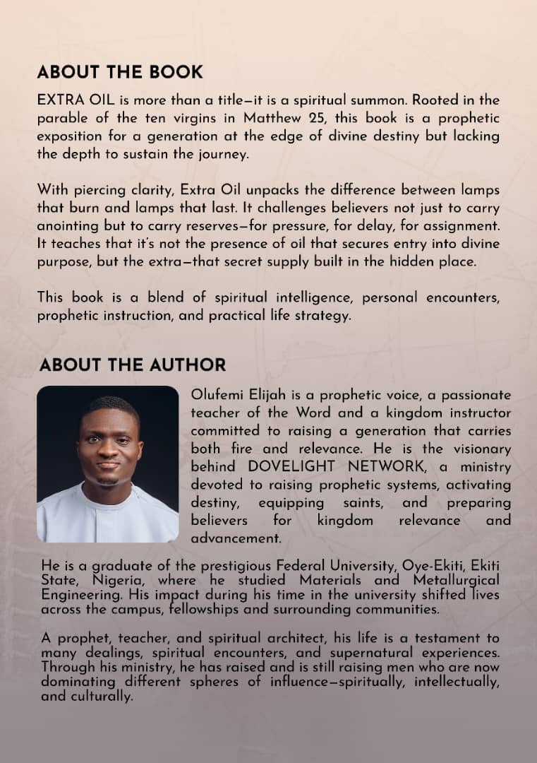 Extra Oil Book Back Cover